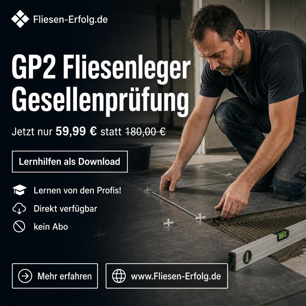 Fliesenmuster und Werkzeuge für die Gesellenprüfung